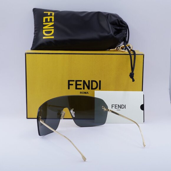 Fendi FE4121US 30X Shield Sunglasses - Endura Gold/Blue Mirror - Picture 10 of 10